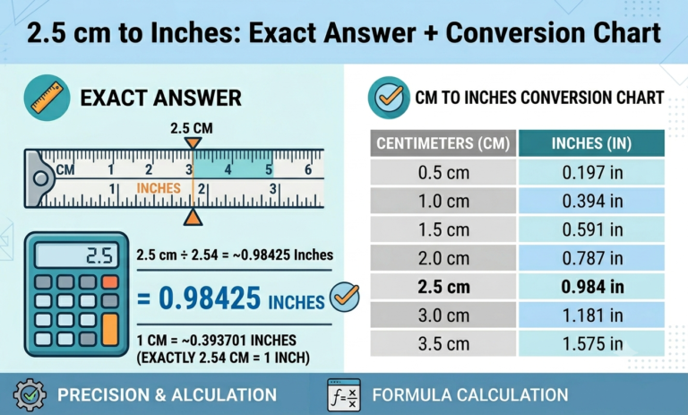 2.5 cm to inches